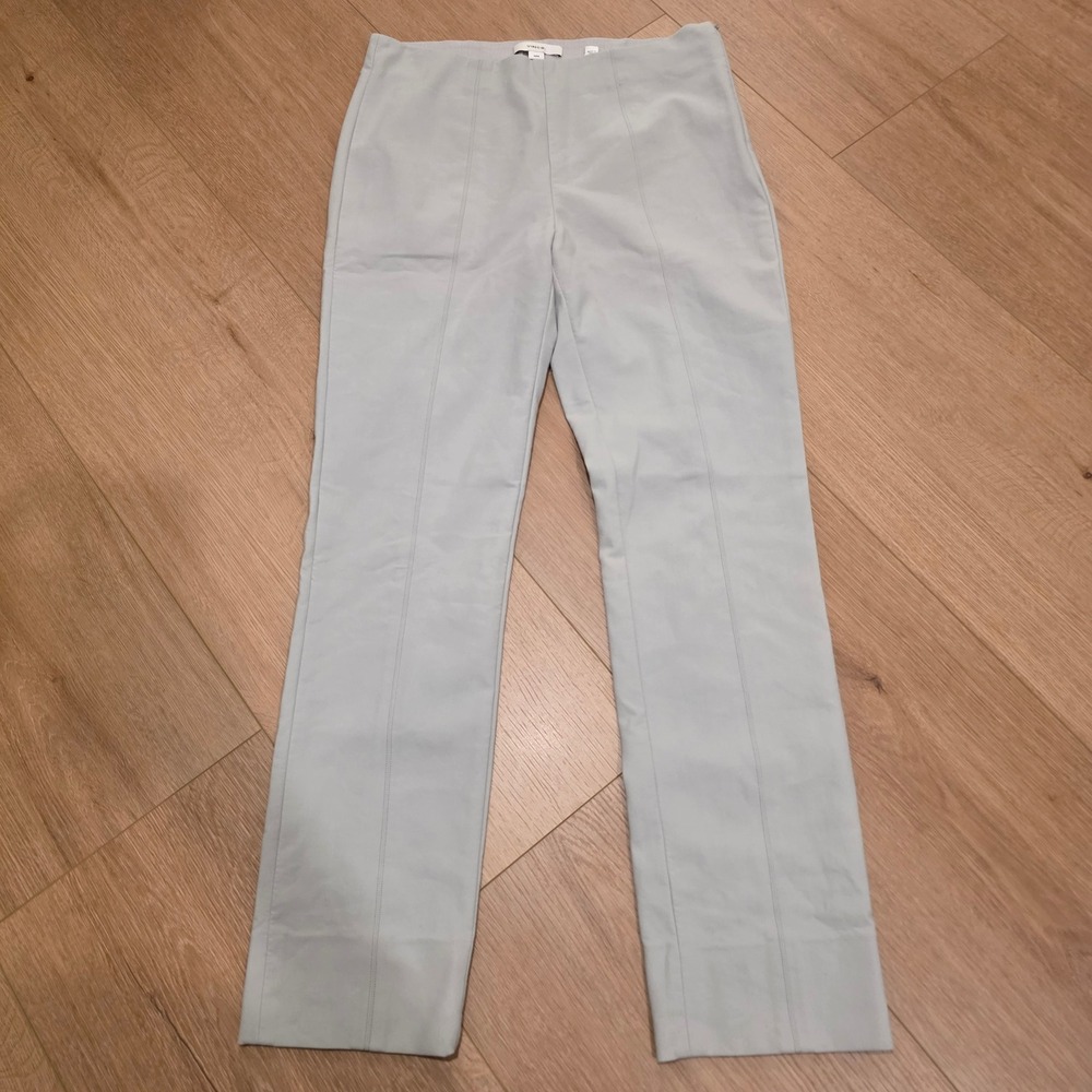 Vince Light Grey Pintuck Side Zip Stretch Cotton Blend Trousers Womens Medium